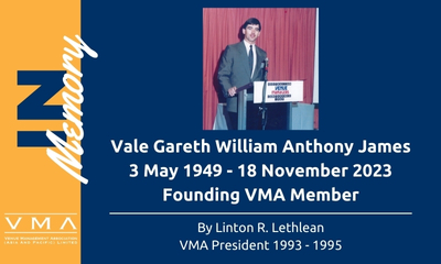Vale Gareth William Anthony James, 3 May 1949 – 18 November 2023,  Founding VMA Member